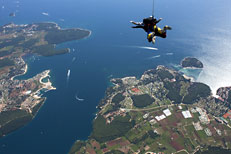 Tandem parachute jump over Lim Fjord, near Vrsar